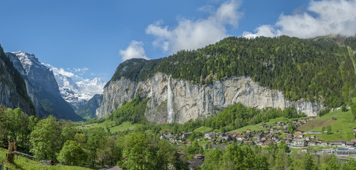 Panorama of Lauterbrunnen valley in the Bernese Alps, Switzerland