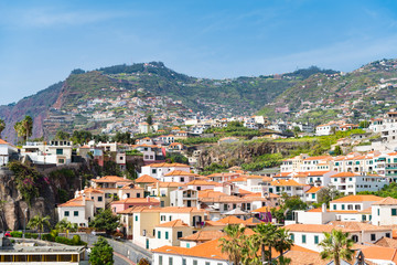 Fototapeta na wymiar Panoramic view of tranquil hillside town