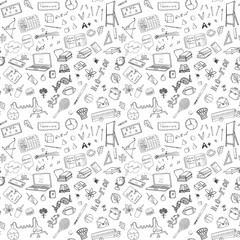 Back to School seamless pattern with Hand-Drawn Doodles. sketch element background Vector Illustration