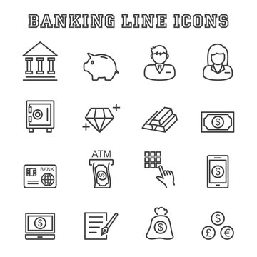 banking line icons