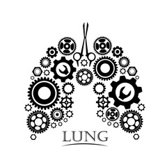 Abstract human lung made from gears