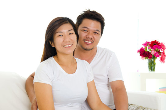 Cheerful asian couple