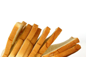 The cut loaf of bread with reflection isolated on white