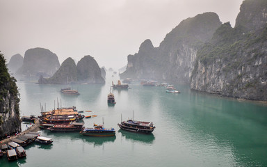 Halong Bay on a Gloomy Afternoon - Vietnam