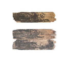 Old plank of wood isolated on white background