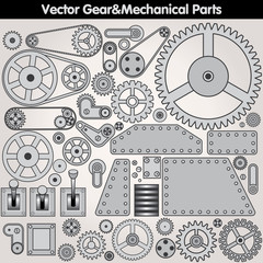 Mechanical Parts and Gears. Vector Kit