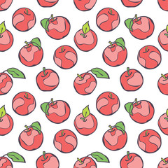 Apple. Red apples. Vector seamless pattern (background).