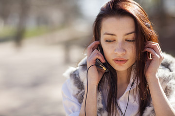 Woman listening to music