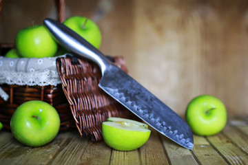 green apple in a basket