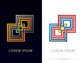 Line Square abstract shape, graphic vector