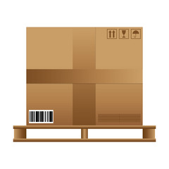 Brown carton box wooden pallet