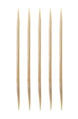 Five bamboo tooth picks isolated on white