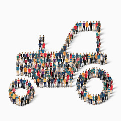 tractor farming people vector