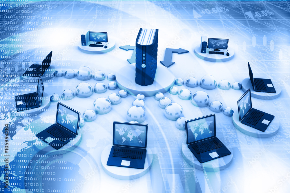 Poster computer network and internet communication concept.