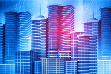 Skyline city. 3d render.