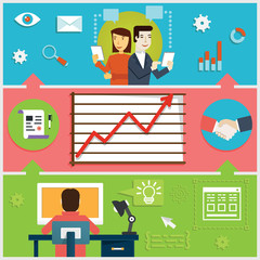 Infographic of creative process, web design, programming & development business. Interaction and workflow