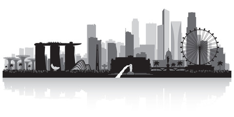 Fototapeta premium Sylwetka panoramę miasta Singapur