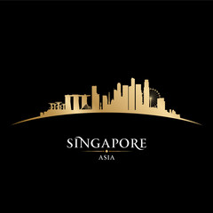 Obraz premium Singapore city skyline silhouette black background