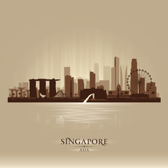 Obraz premium Singapore city skyline vector silhouette