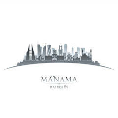 Manama Bahrain city skyline silhouette white background