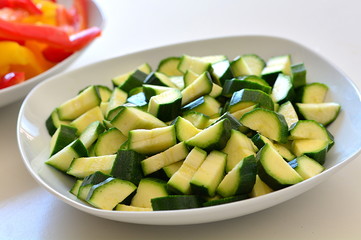 The plate of zucchini for a vegan diet.