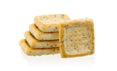 Stack of square crackers isolated