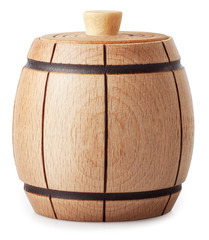 wooden barrel covered isolated on white