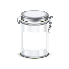 Vector transparent empty glass jar box packaging container isolated