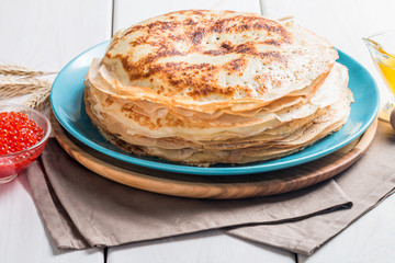 Stack of yeast pancakes