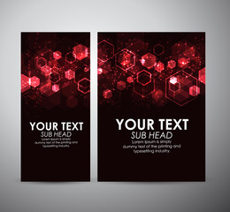 Abstract red hexagons. Graphic resources design template or roll up. 