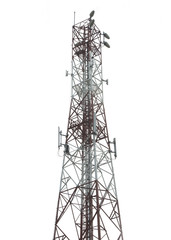 Antenna and telecommunication tower in White background