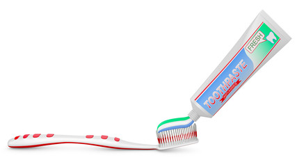 toothbrush and tube of toothpaste