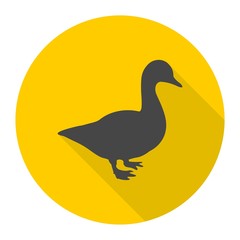 Duck silhouette icon with long shadow