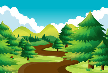 Nature scene with hiking track in the pine woods © GraphicsRF