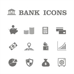 Bank icons - obrazy, fototapety, plakaty