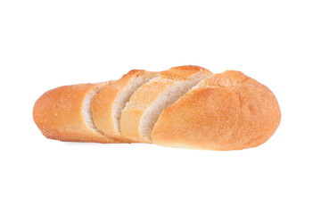 Sliced french bread isolated on white