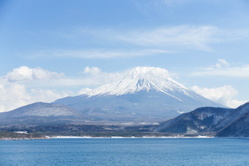Mountain fuji and motosu lake
