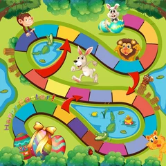 Foto op Plexiglas Game template with wild animals and easter eggs © GraphicsRF