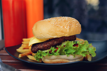 Homemade hamburger 
