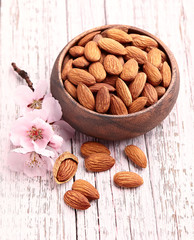 Almonds kernel with pink flowers