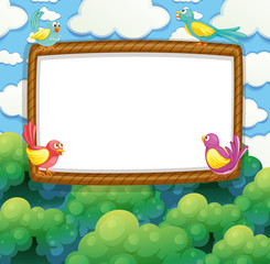 Border design with birds on the tree