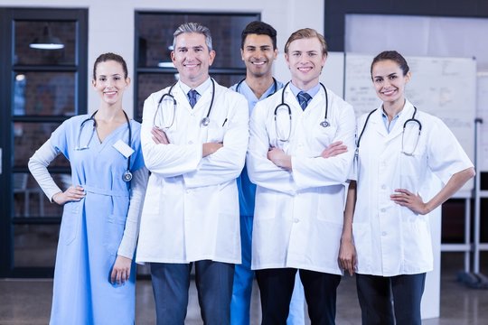 Portrait of medical team standing together