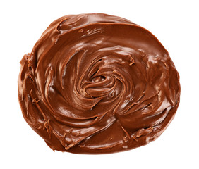 Chocolate butter isolated on white background.