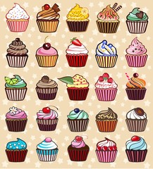 different colorful delicious cupcakes