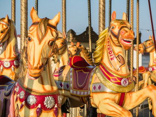 Herne Bay pier, carousel horses in the evening sunshine