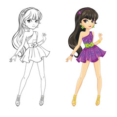 Coloring Book Of Brunette Girl