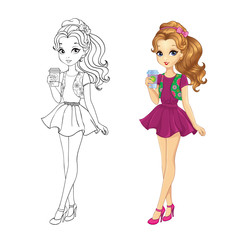 Coloring Book Of Coffee Girl