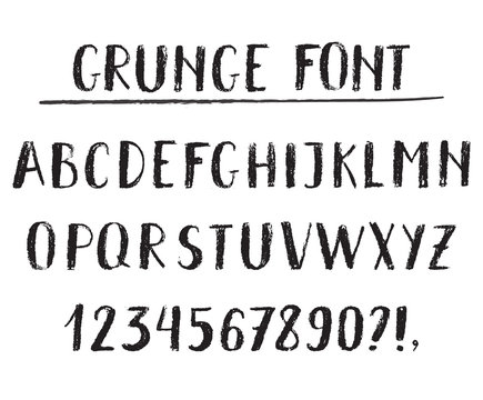 Handwritten vector alphabet. Grunge texture