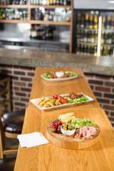 Food laid out on table