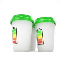 Three paper coffee cups